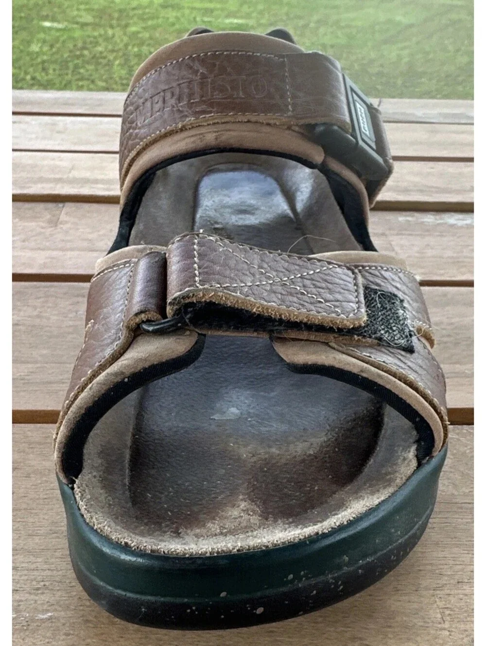 Mephisto Shark Fit Brown Leather Strap Shock Absorber Sandals EUR 41